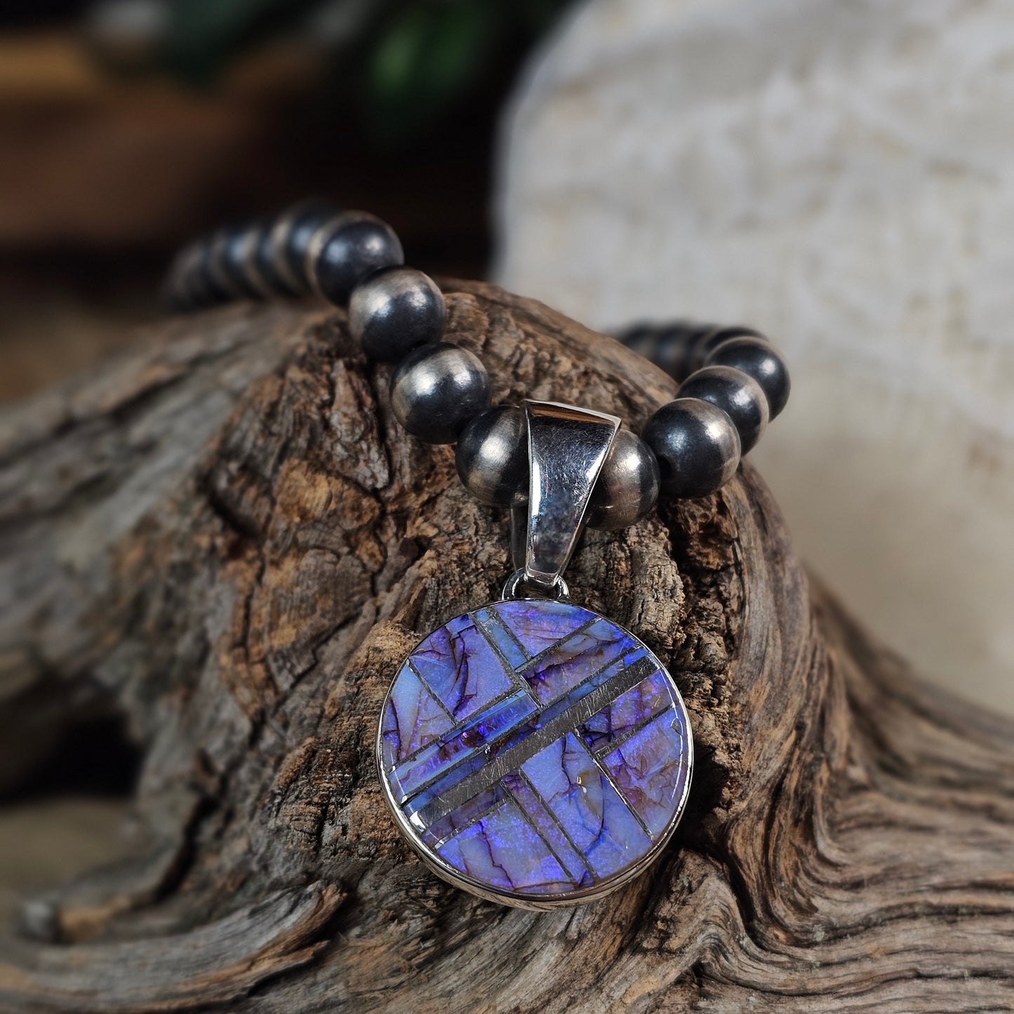 Zuni Necklace w/ Spiderweb Opal