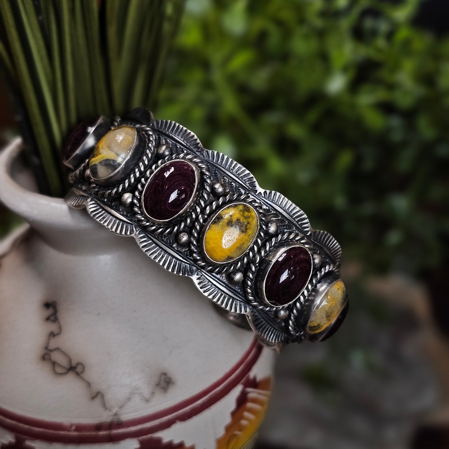 Bumble Bee Jasper Bracelet w/ Spiny Oyster
