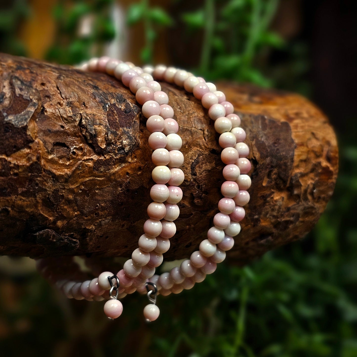 Adjustable Pink Conch Heishi Bracelet