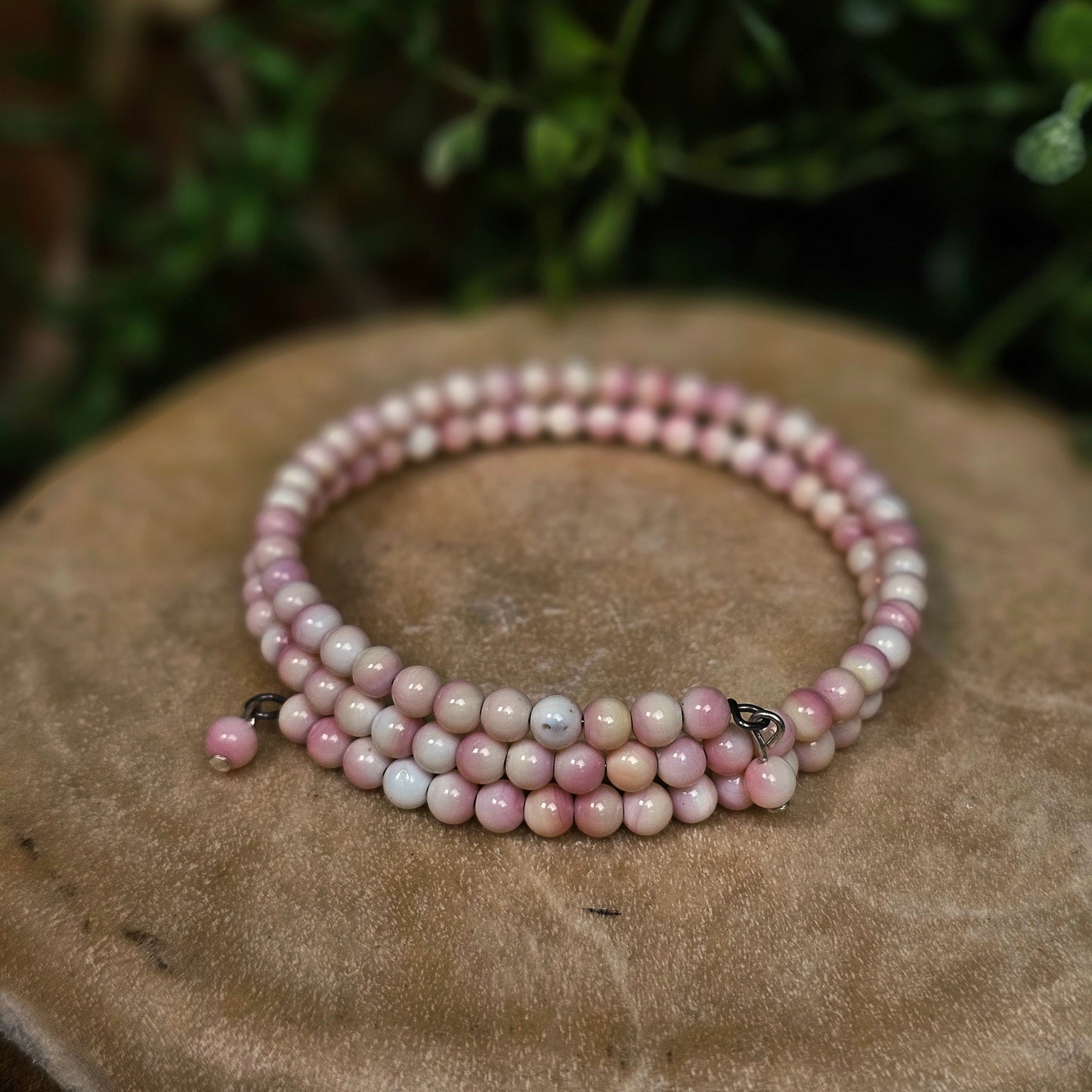 Adjustable Pink Conch Heishi Bracelet