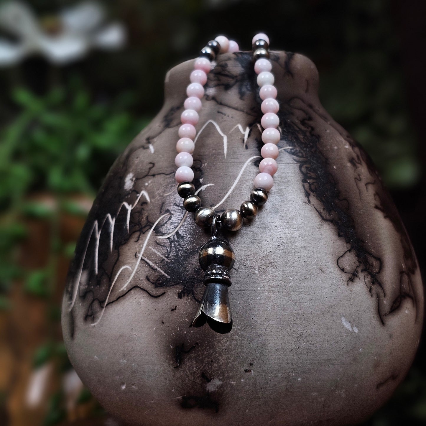 18in. Pink Conch Heishi Necklace w/ Bell Beads