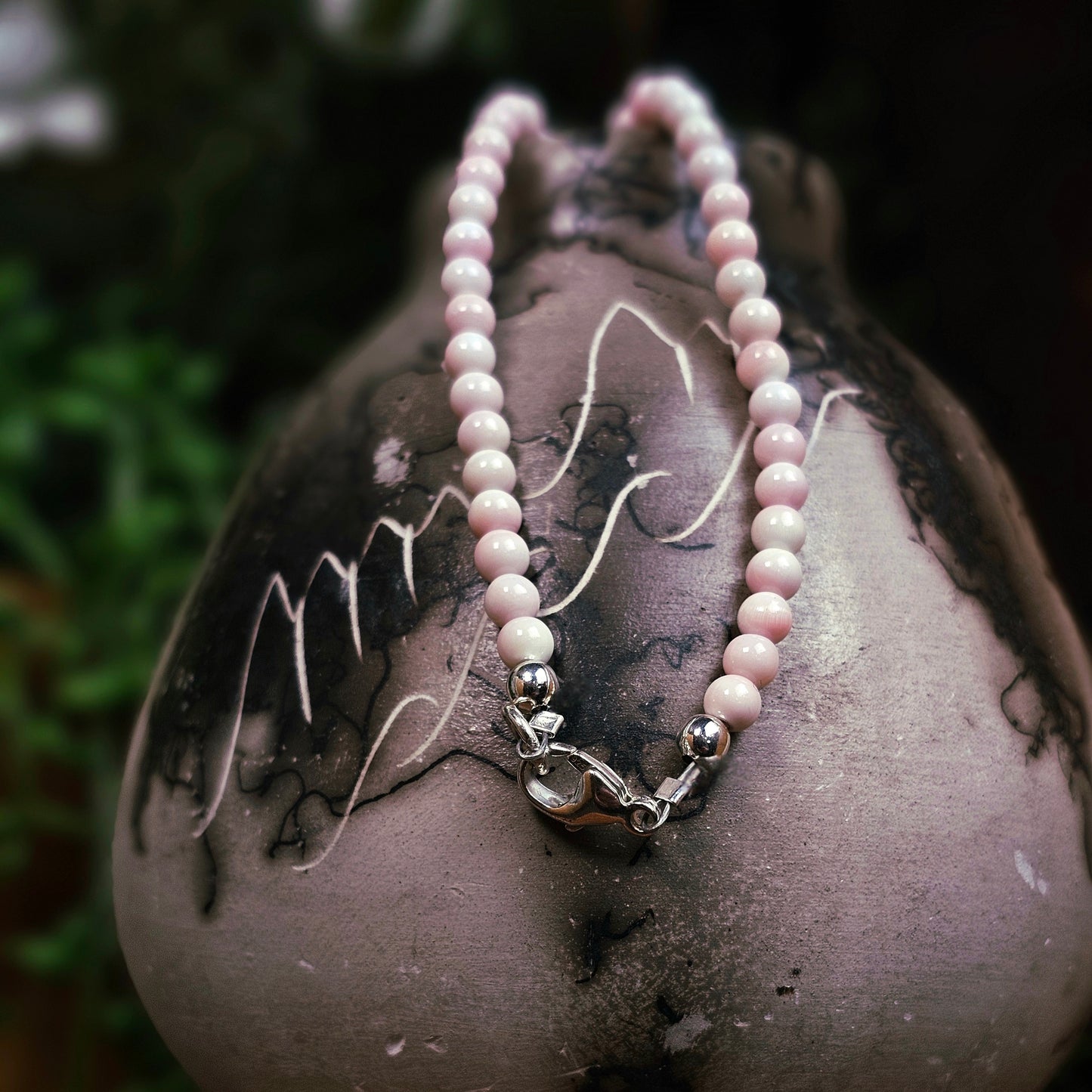 18in. Pink Conch Heishi Necklace w/ Bell Beads