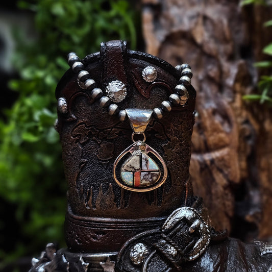 Zuni Necklace w/ Opal, Spiny Oyster, and Wild Horse