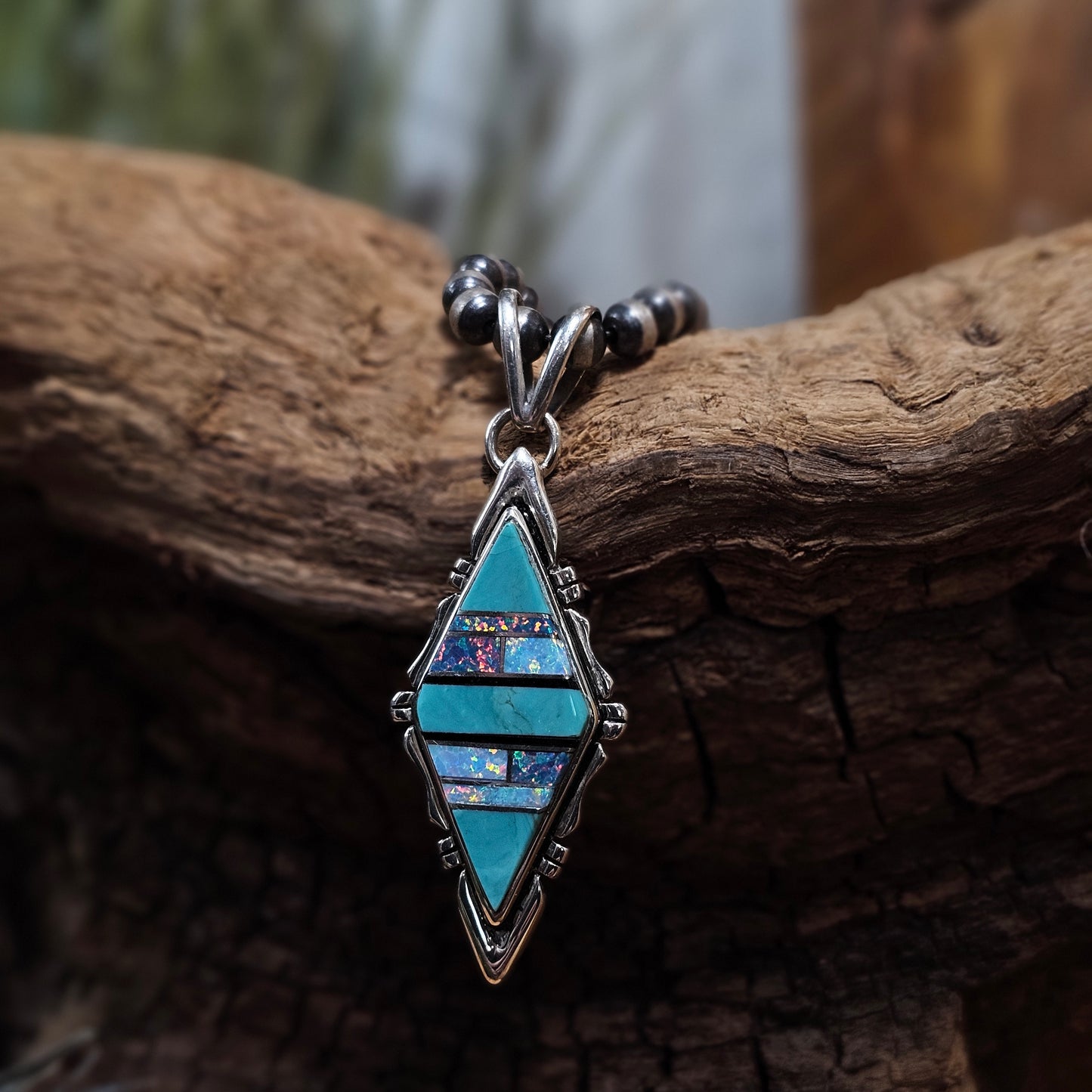 Zuni Necklace w/ Opal and Kingman Turquoise
