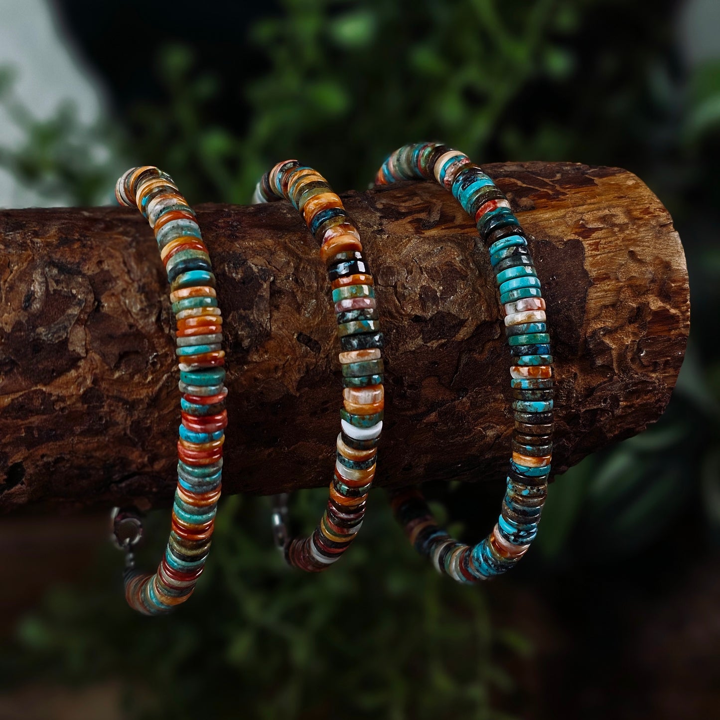 Kingman Turquoise and Spiny Oyster Heishi Bracelet
