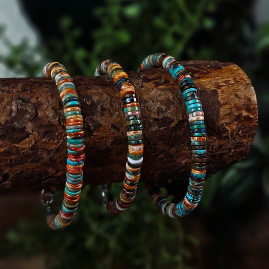 Kingman Turquoise and Spiny Oyster Heishi Bracelet