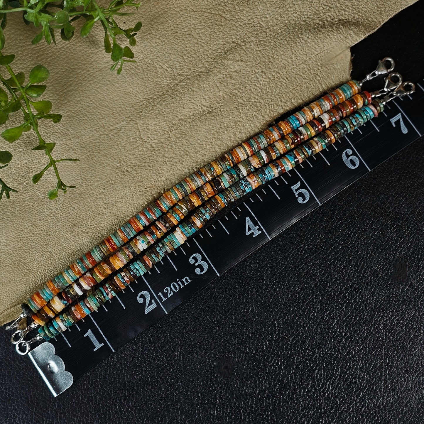 Kingman Turquoise and Spiny Oyster Heishi Bracelet