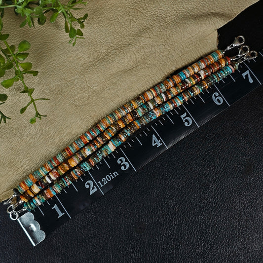 Kingman Turquoise and Spiny Oyster Heishi Bracelet