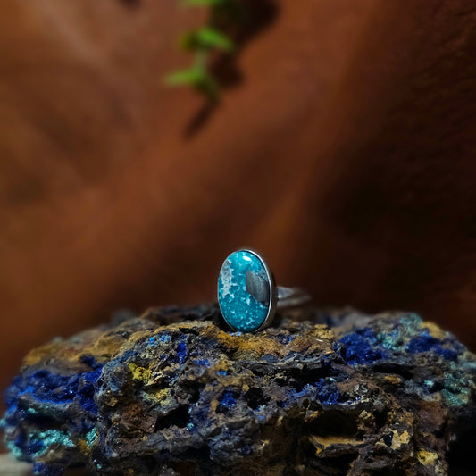 White Water Turquoise Ring - Size 6.5