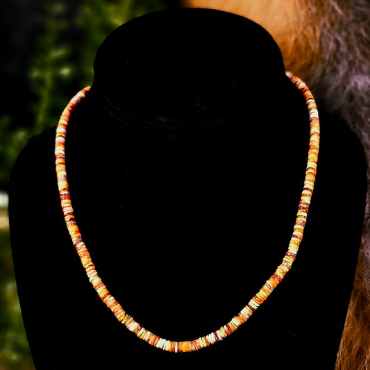 16in. Spiny Oyster Heishi Necklace