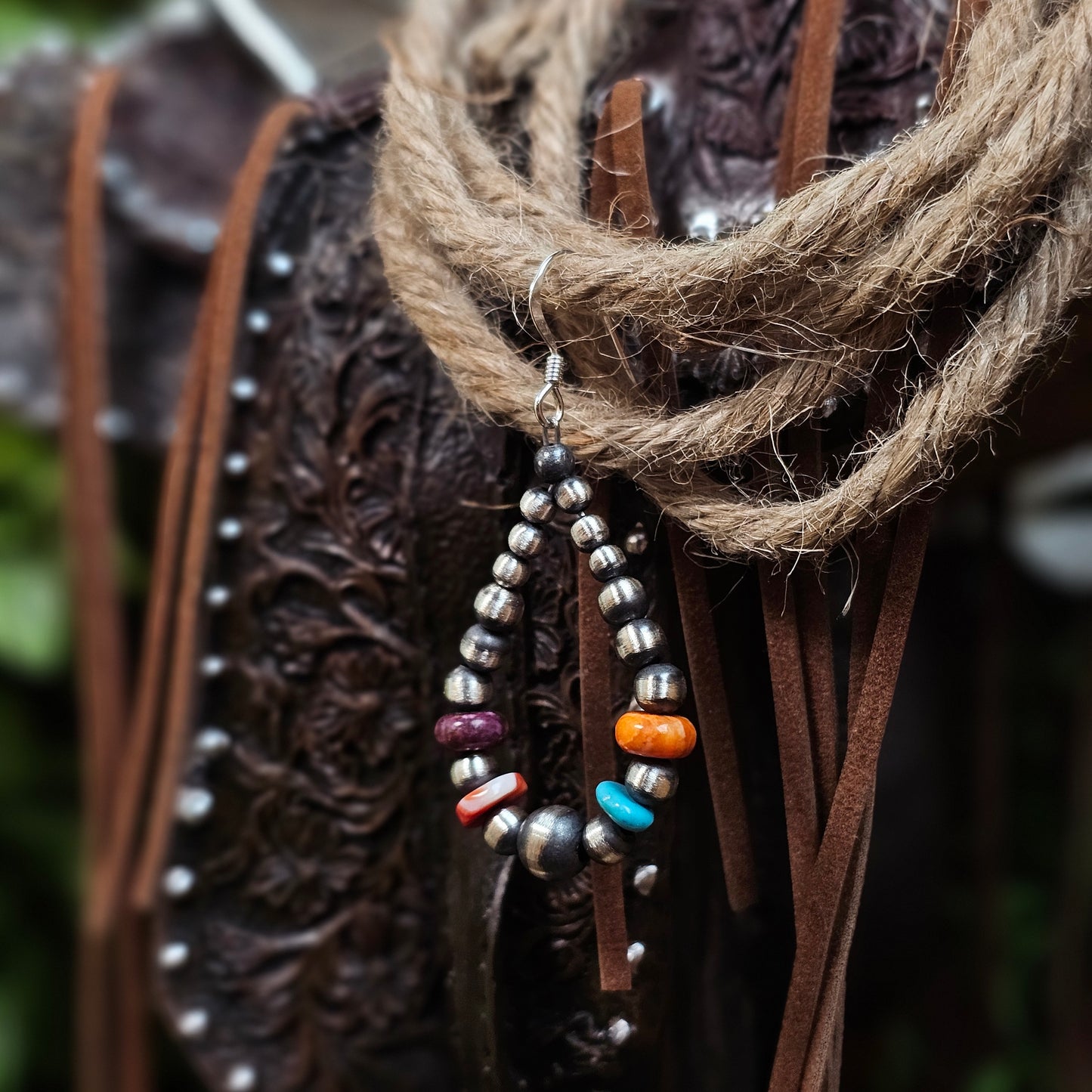 Navajo Pearl Earrings w/ Kingman Turquoise and Spiny Oyster