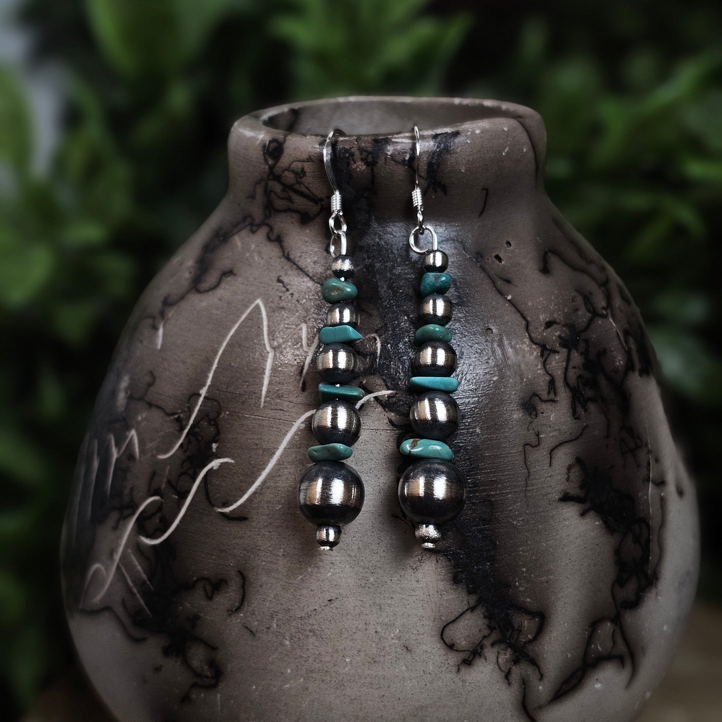 Navajo Pearl Earrings w/ Royston Turquoise