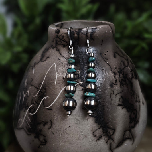 Navajo Pearl Earrings w/ Royston Turquoise