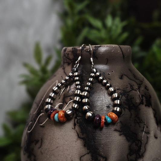 Navajo Pearl Earrings w/ Kingman Turquoise and Spiny Oyster