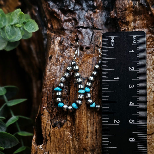 Navajo Pearl Earrings w/ Kingman Turquoise