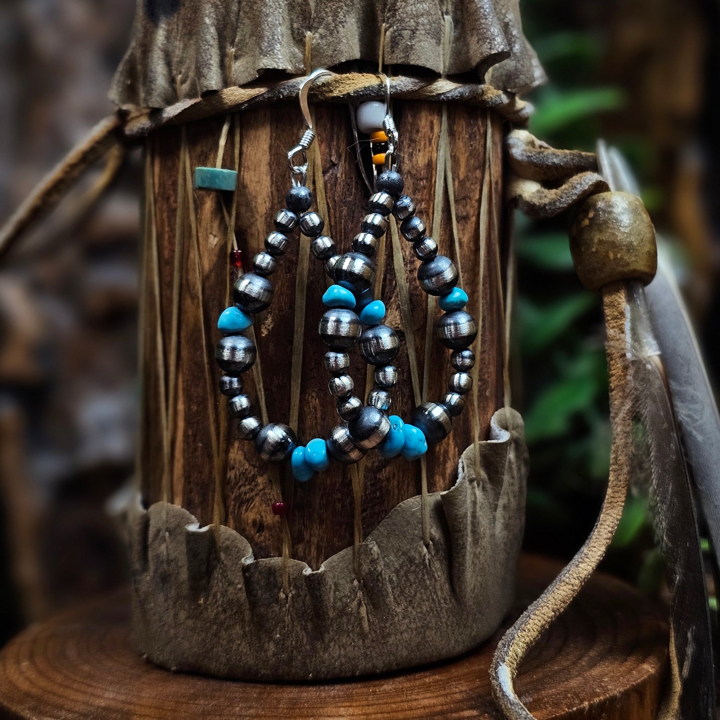 Navajo Pearl Earrings w/ Kingman Turquoise