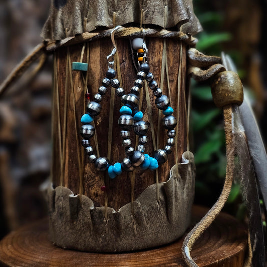 Navajo Pearl Earrings w/ Kingman Turquoise