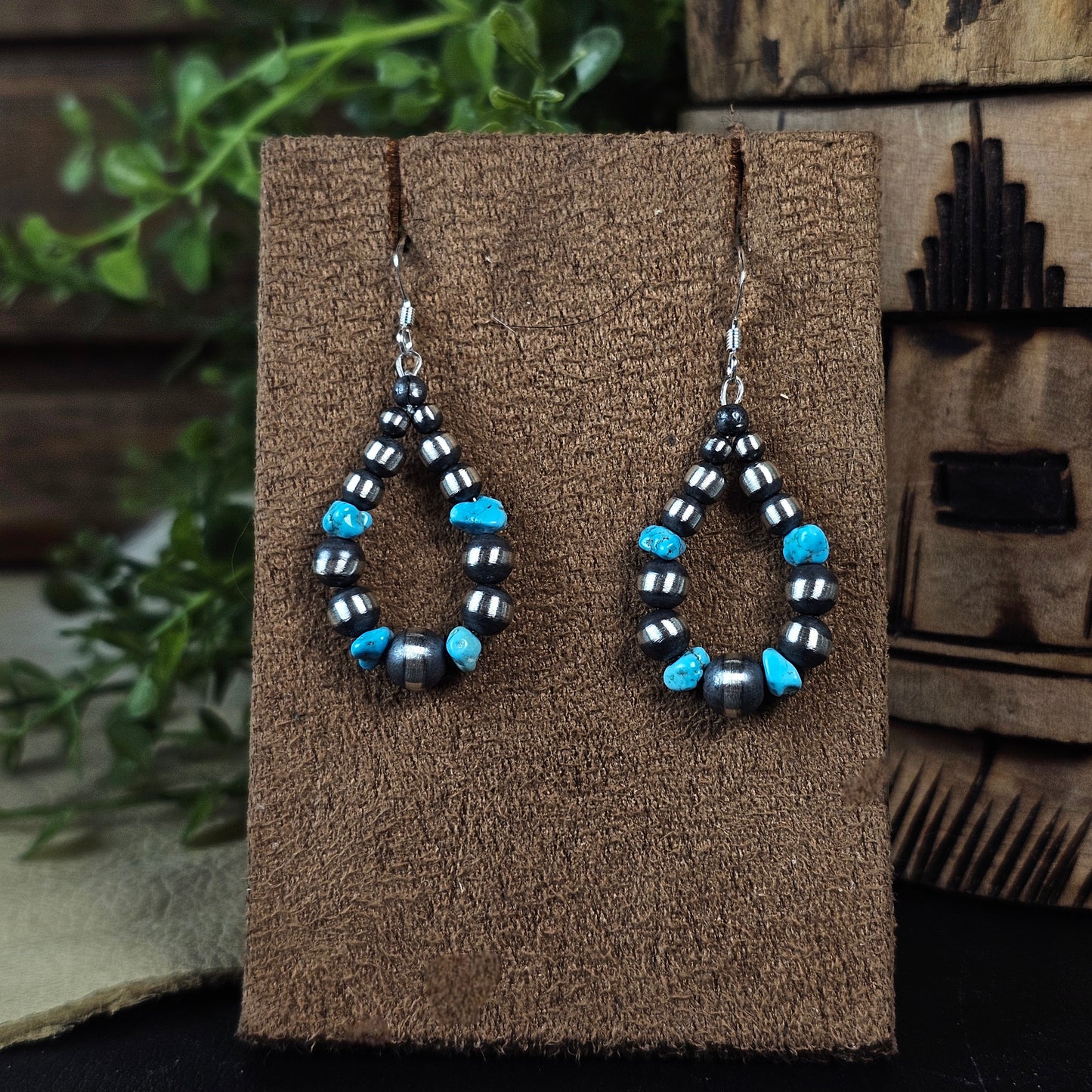 Navajo Pearl Earrings w/ Kingman Turquoise