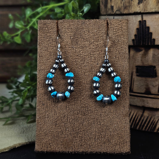 Navajo Pearl Earrings w/ Kingman Turquoise