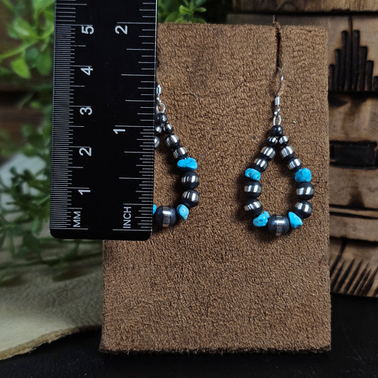 Navajo Pearl Earrings w/ Kingman Turquoise
