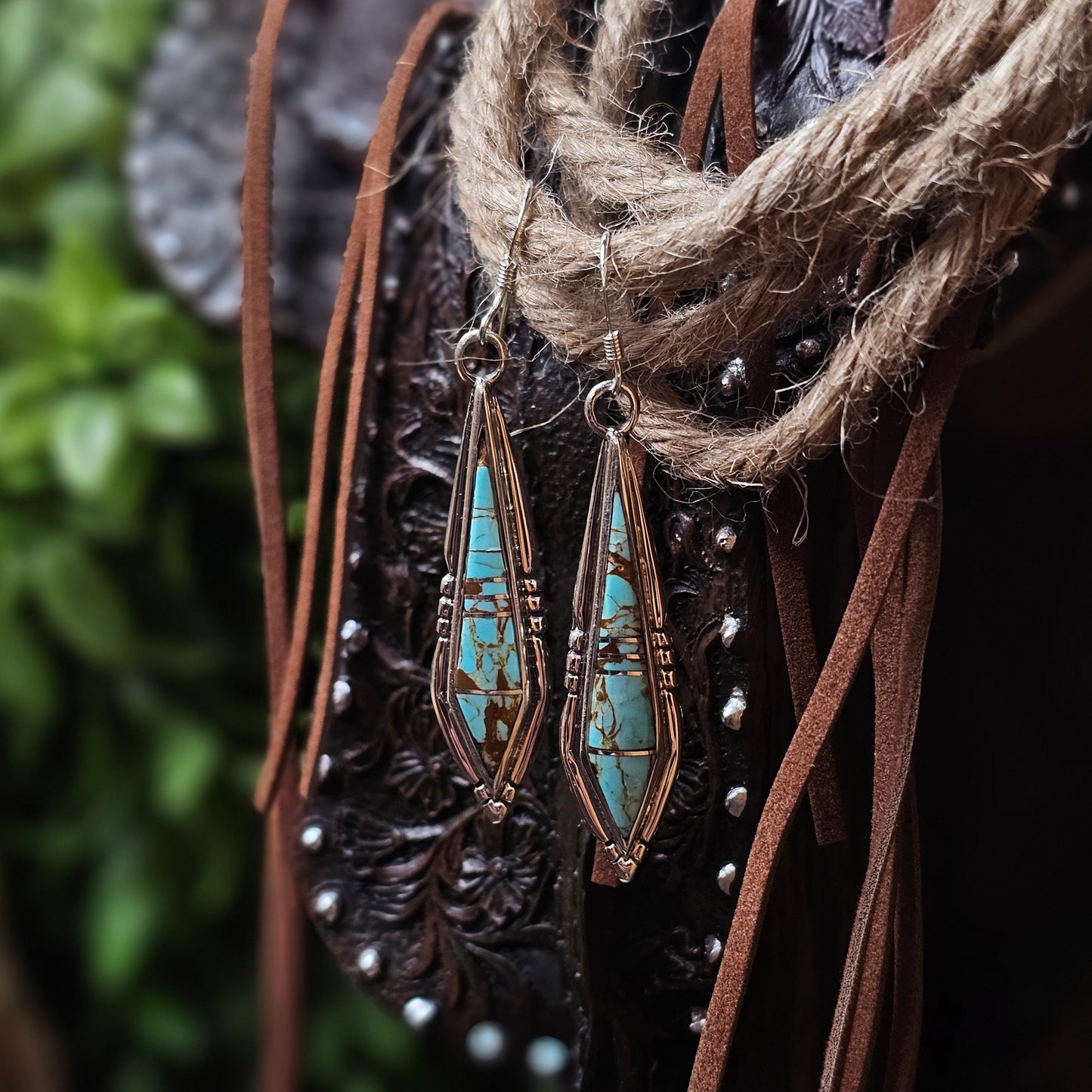 Zuni Earrings w/ Number 8 Turquoise