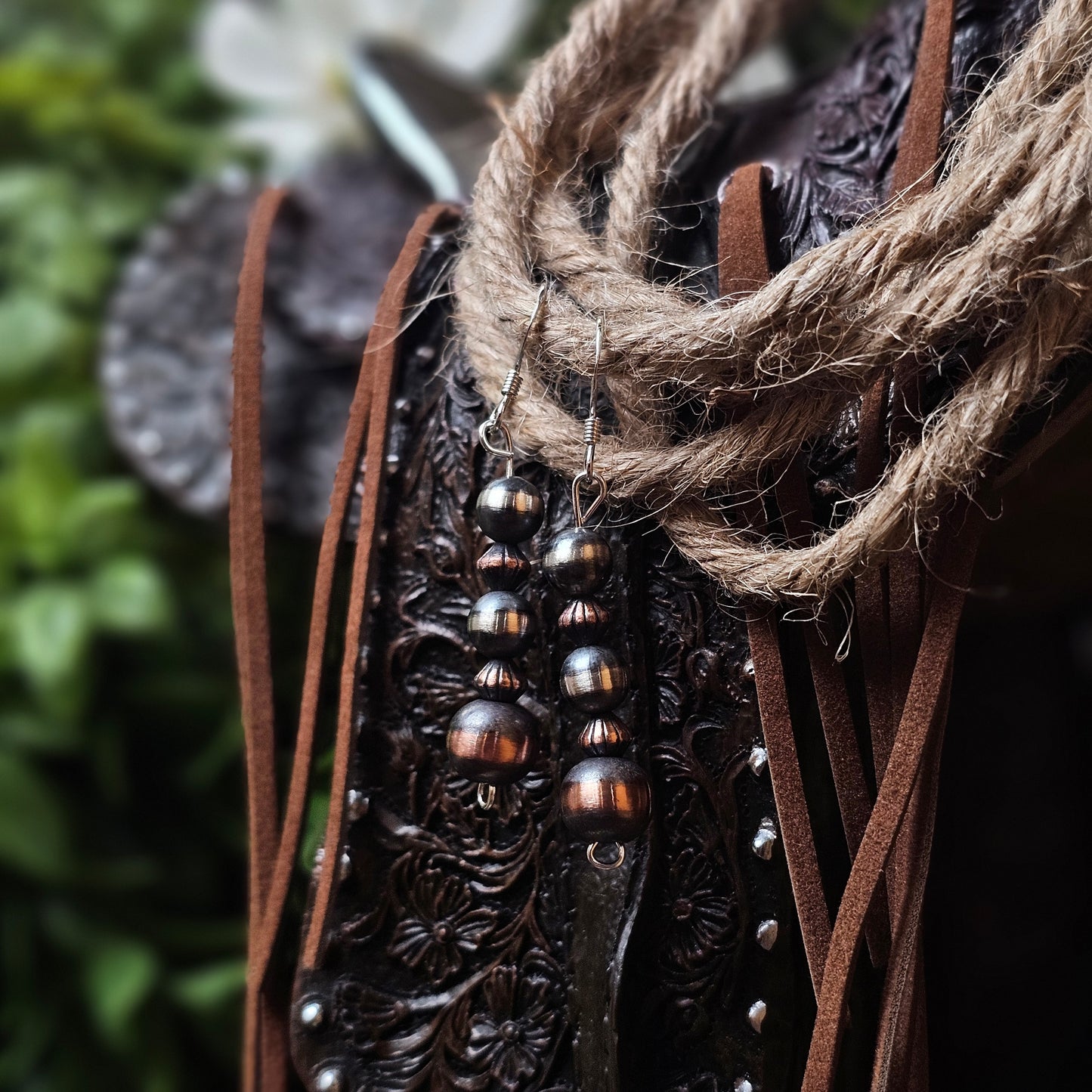 Navajo Pearl Earrings w/ Copper