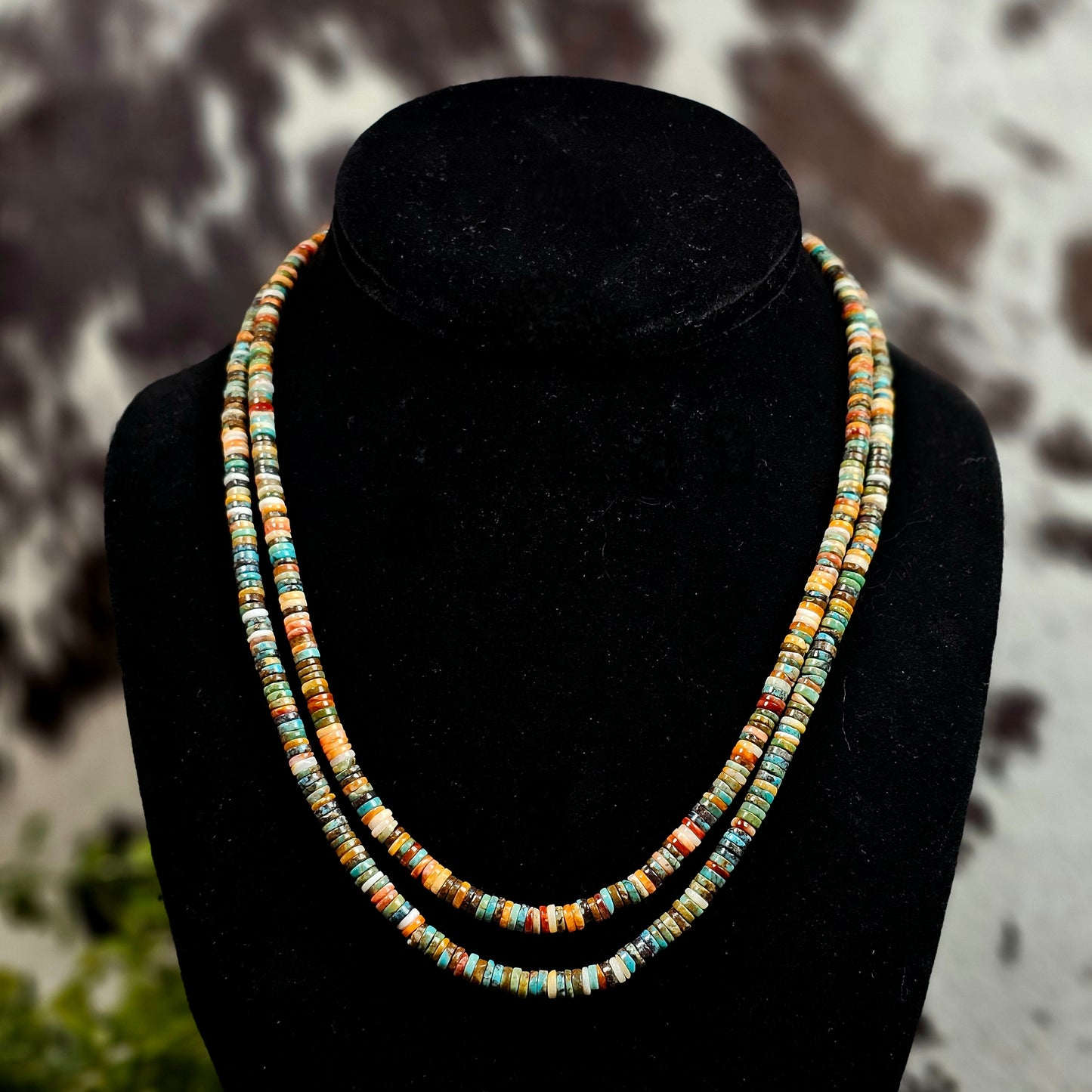 Heishi Necklace w/ Assorted Turquoise and Spiny Oyster - Various Lengths