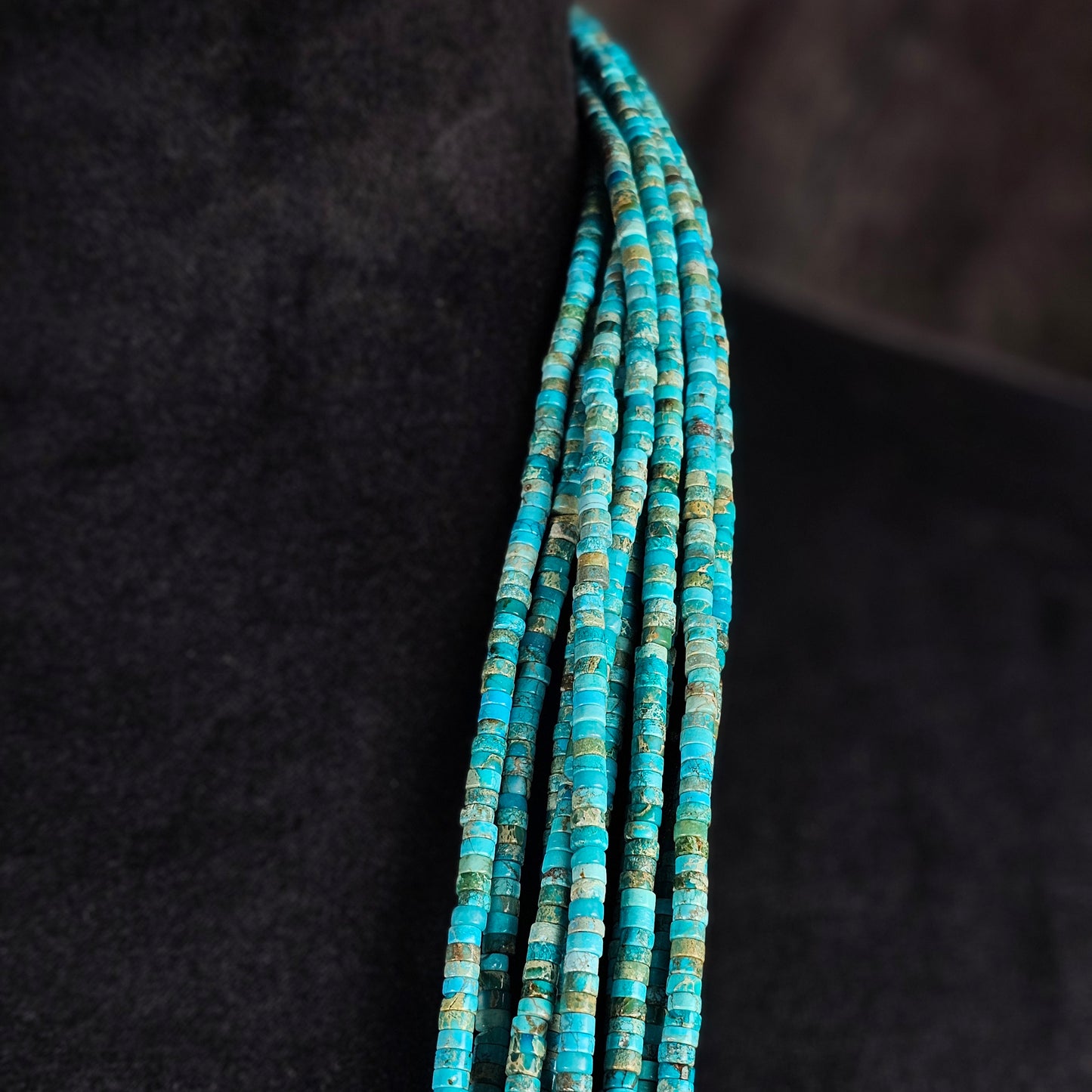 30in. 10-Strand Kingman Turquoise Heishi Necklace