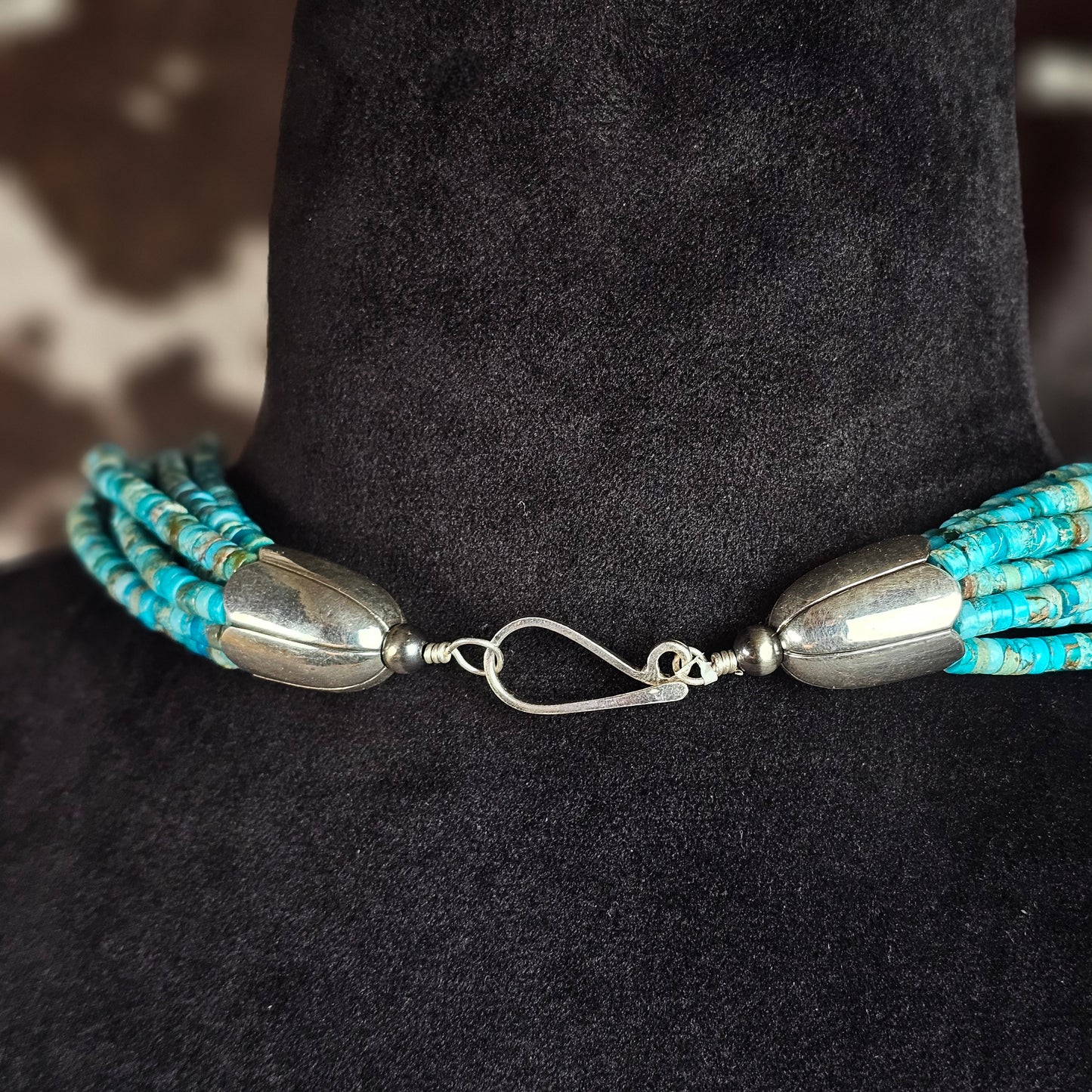 30in. 10-Strand Kingman Turquoise Heishi Necklace