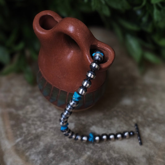 Navajo Pearl Bracelet w/ Kingman Turquoise