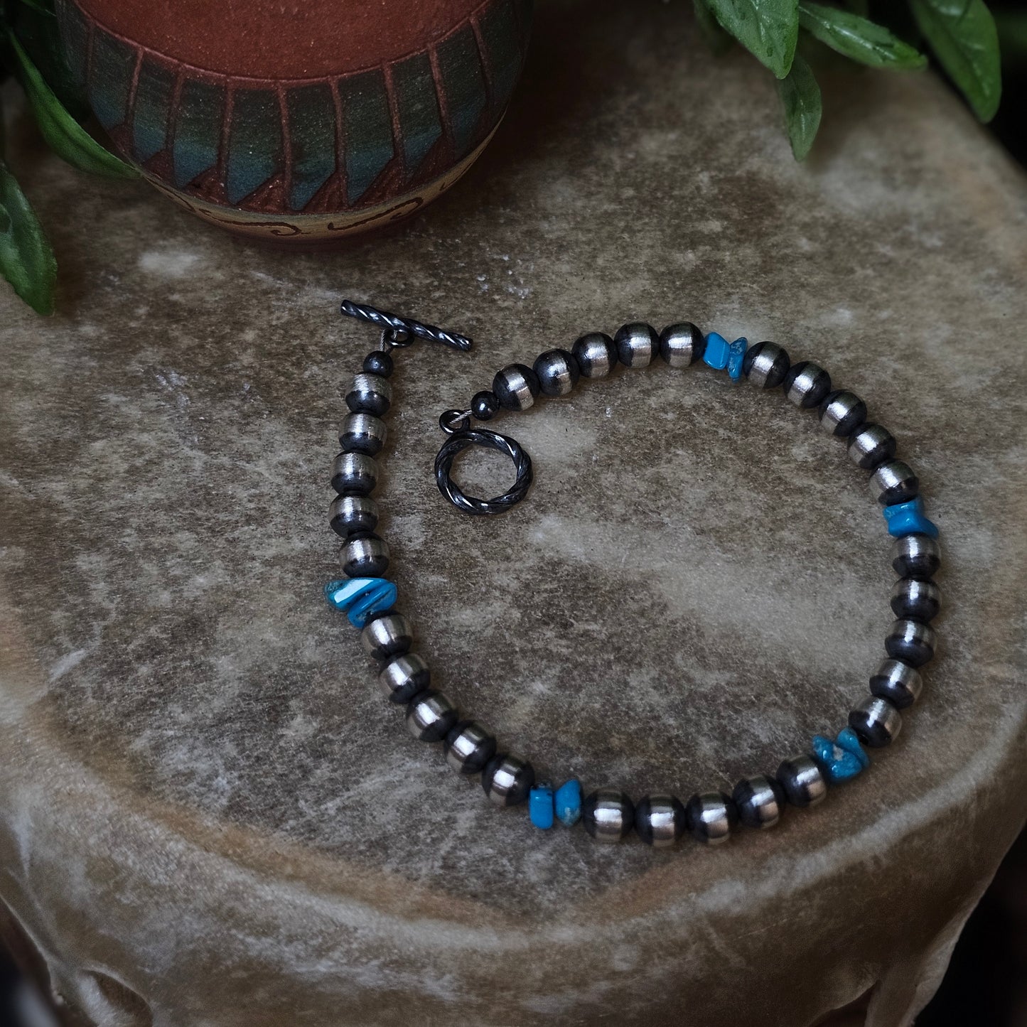Navajo Pearl Bracelet w/ Kingman Turquoise