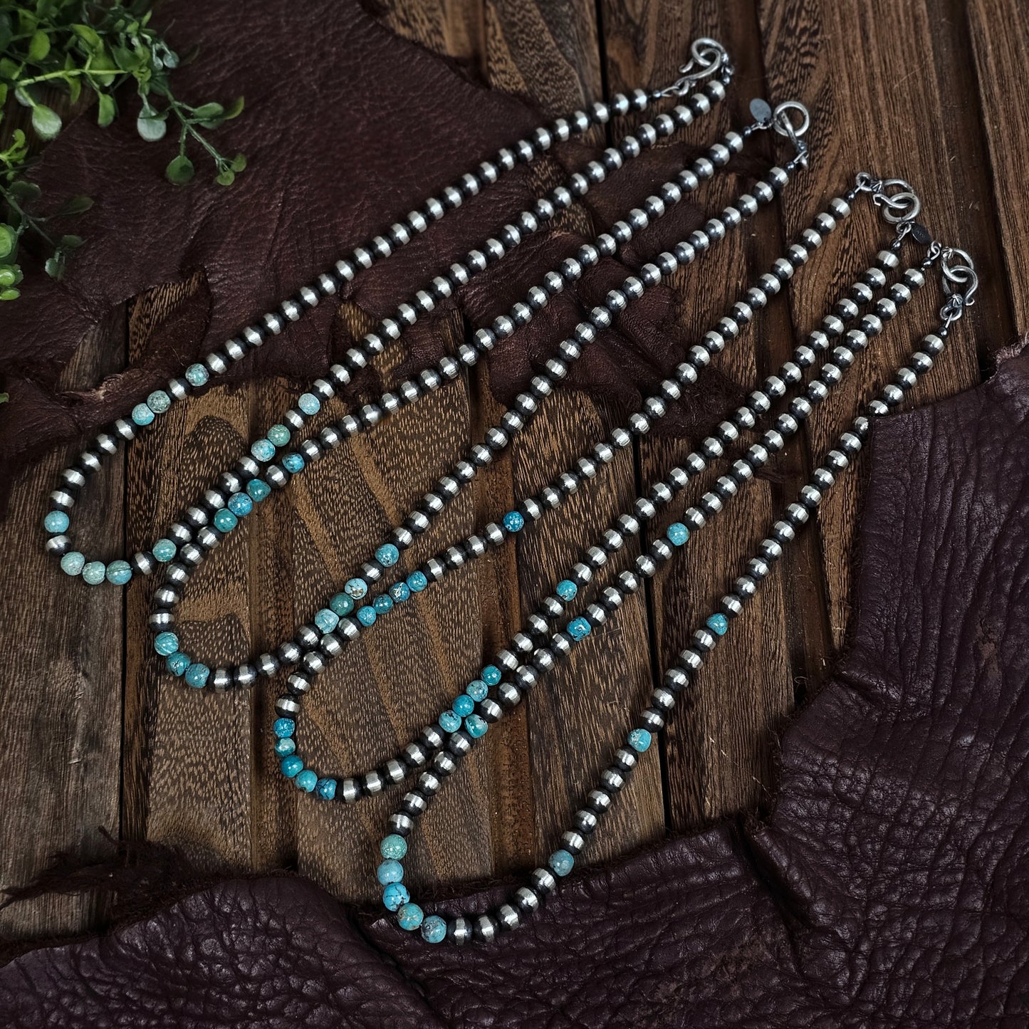 18in. Navajo Pearl Necklace w/ Kingman Turquoise - Various Styles