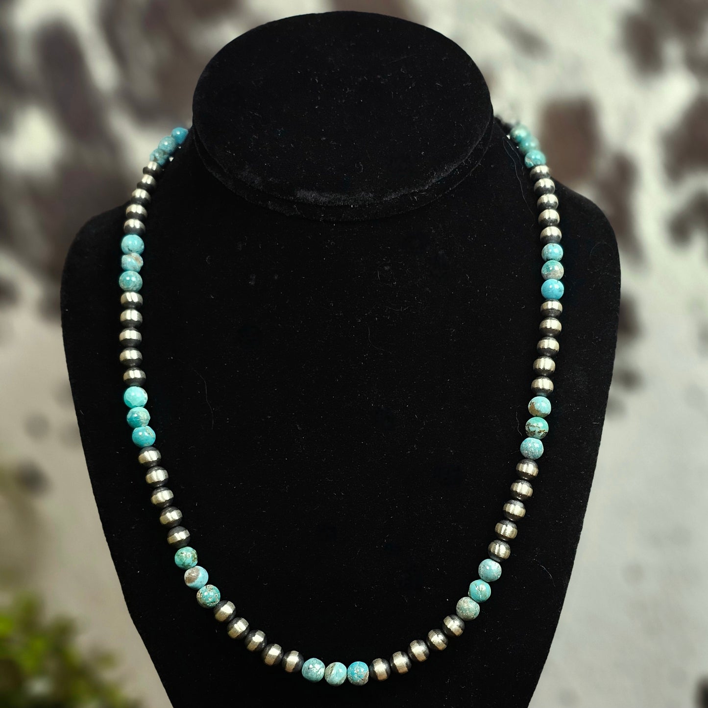 20in. Navajo Pearl Necklace w/ Kingman Turquoise