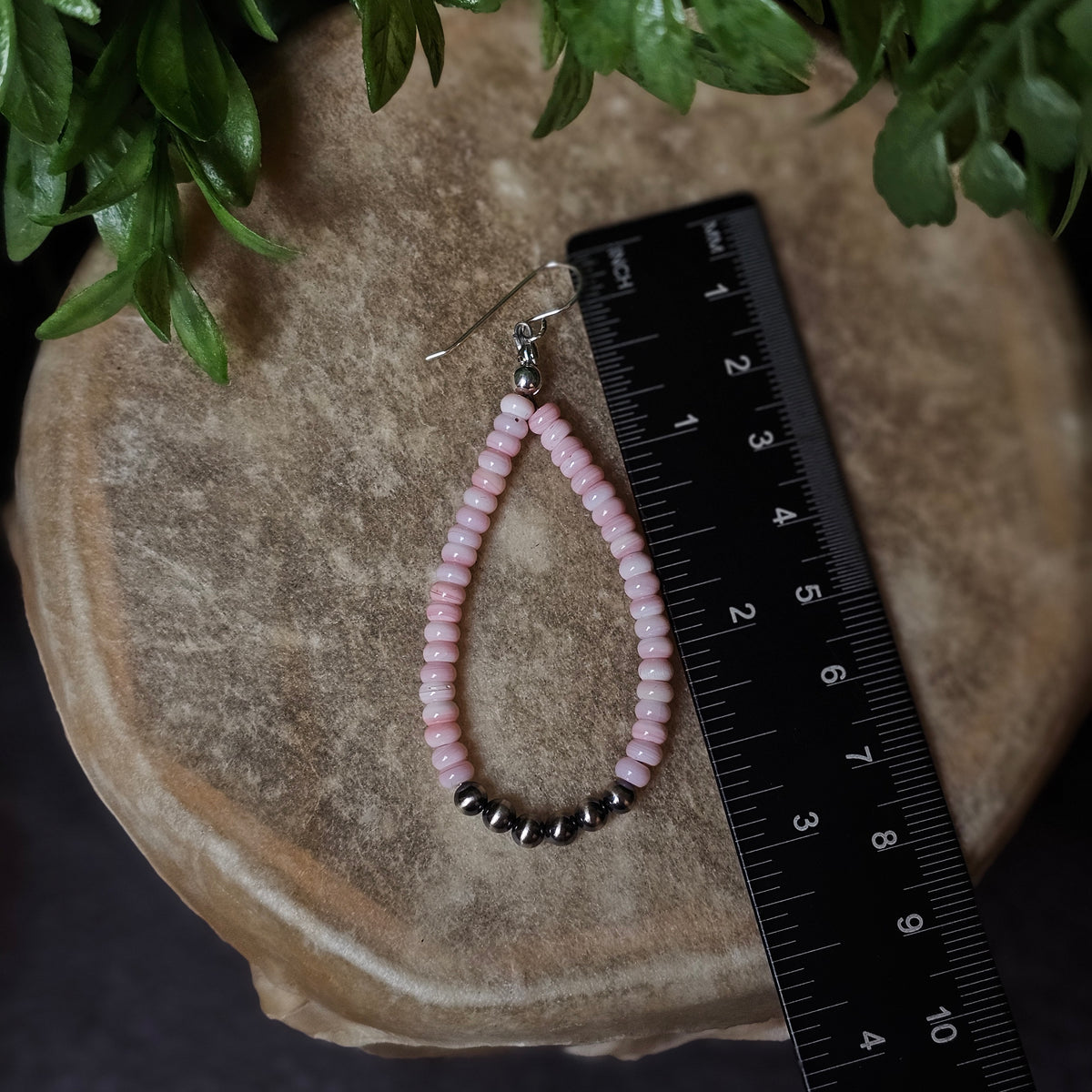 Pink Conch Heishi Earrings w/ Navajo Pearls