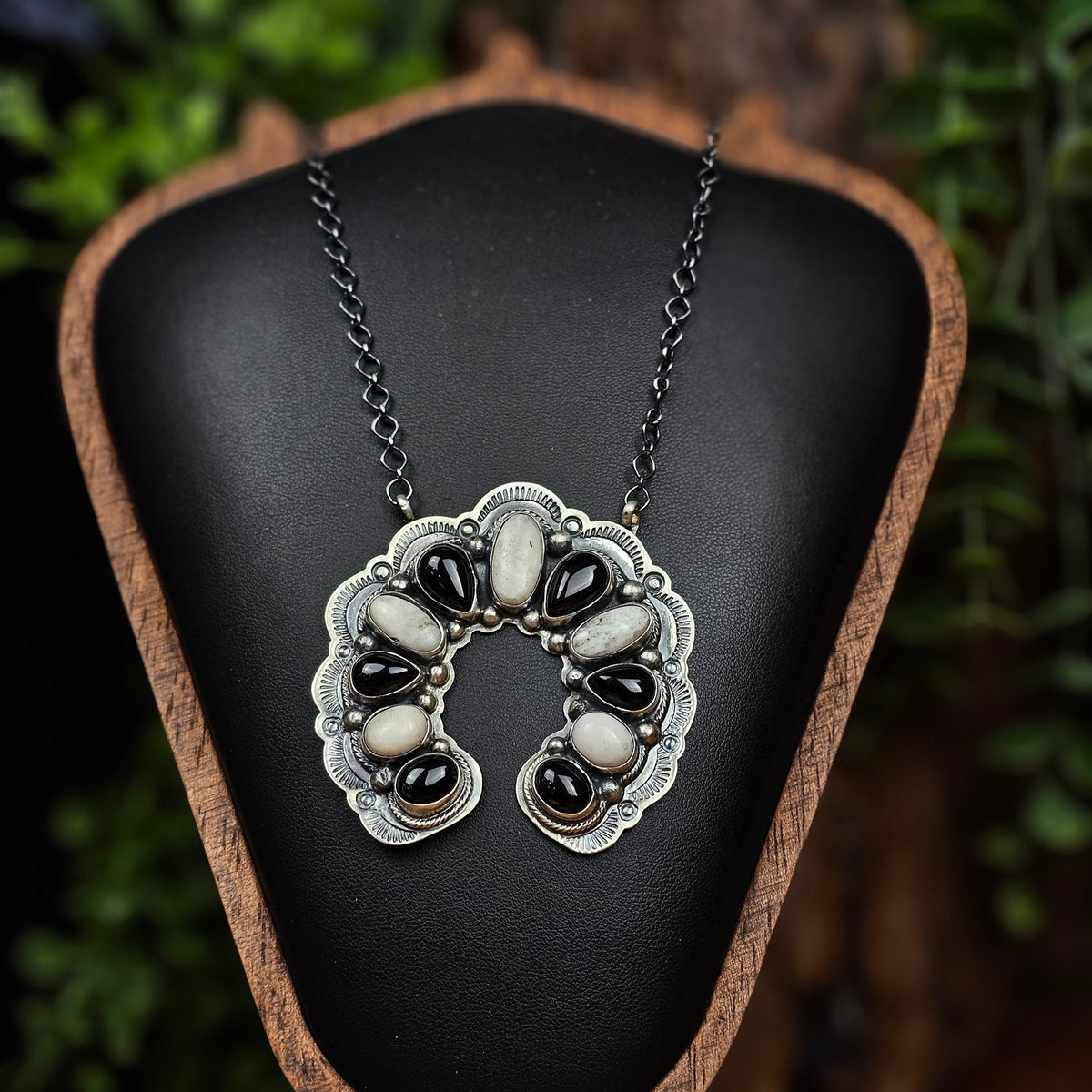 White Buffalo Necklace w/ Black Onyx