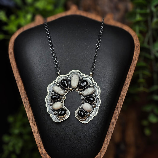 White Buffalo Necklace w/ Black Onyx