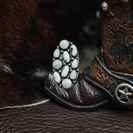 Adjustable White Buffalo Ring
