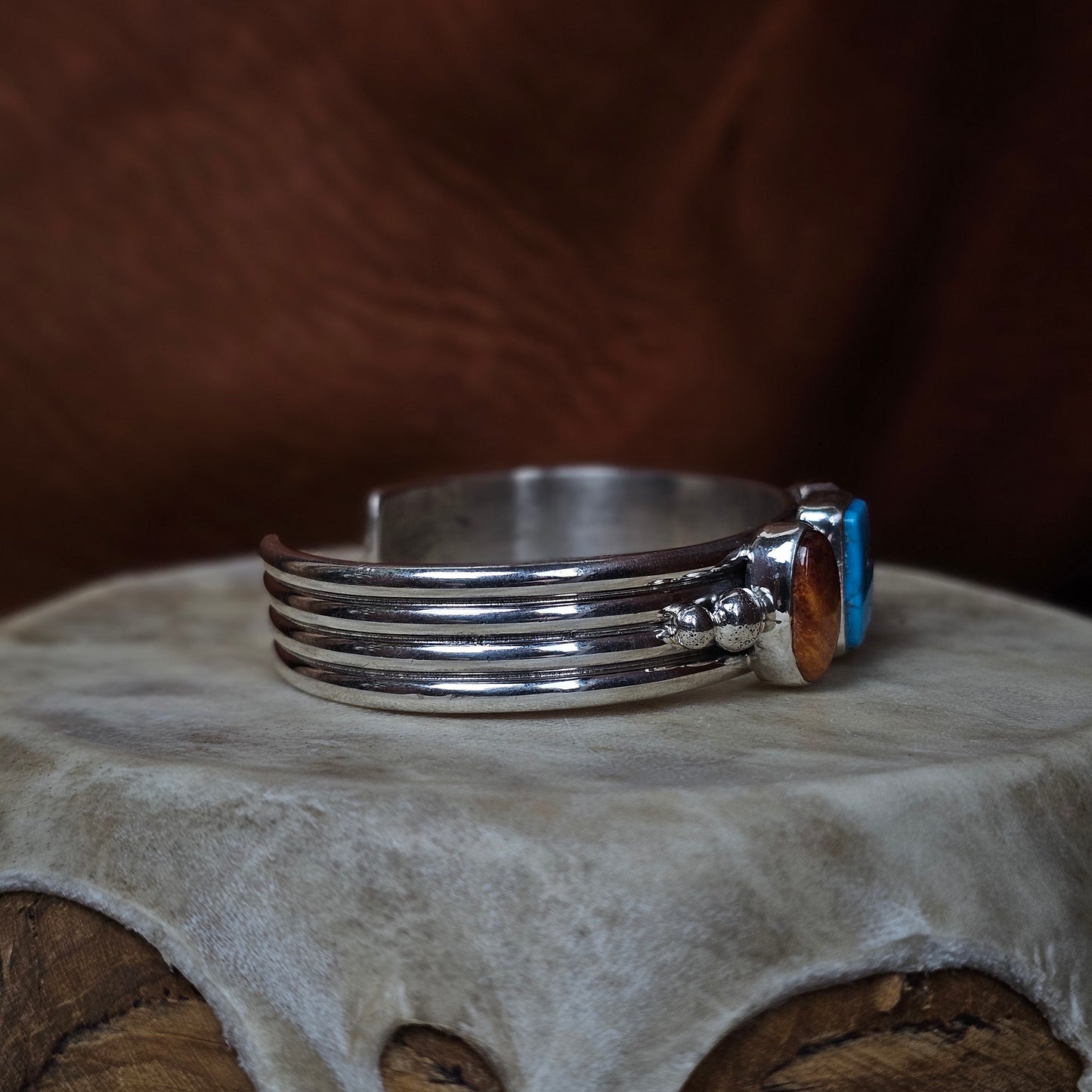 Spiny Oyster Bracelet w/ Kingman Turquoise