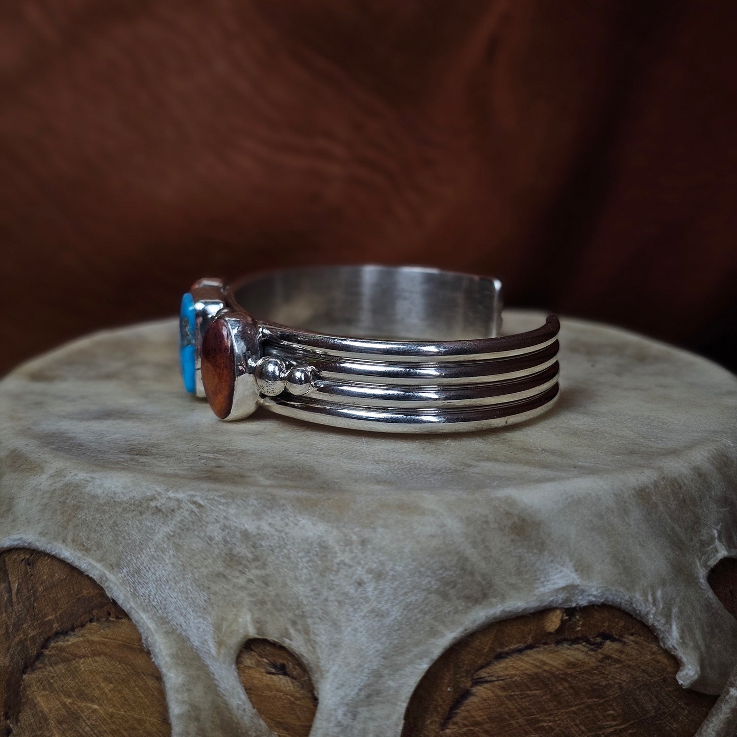 Spiny Oyster Bracelet w/ Kingman Turquoise