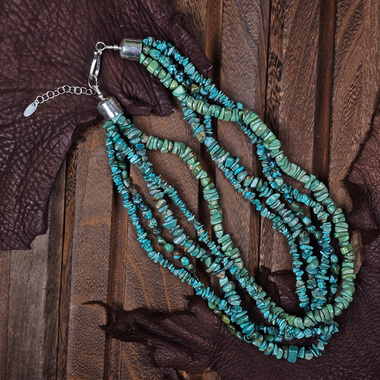 5-Strand Heishi Necklace w/ Royston Turquoise