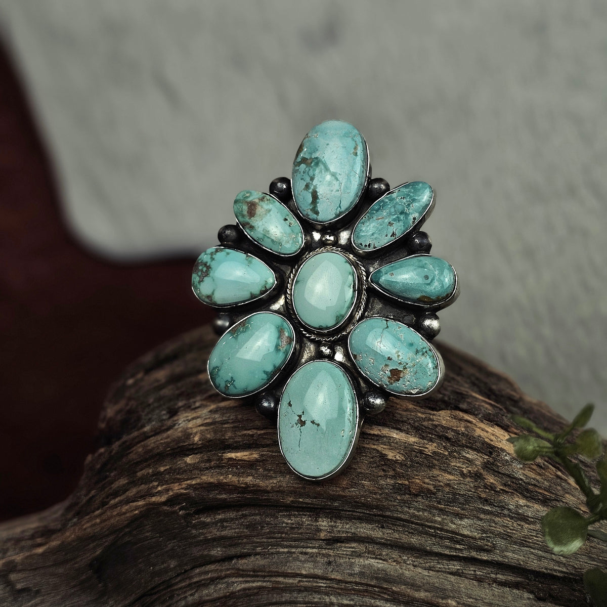 Adjustable White Water Turquoise Ring
