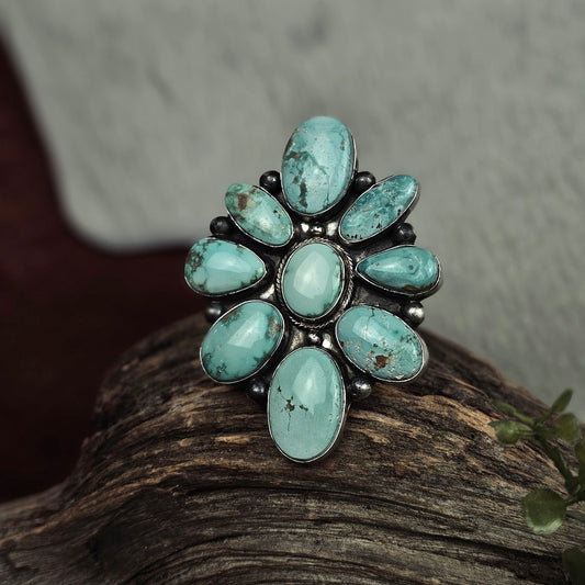 Adjustable White Water Turquoise Ring