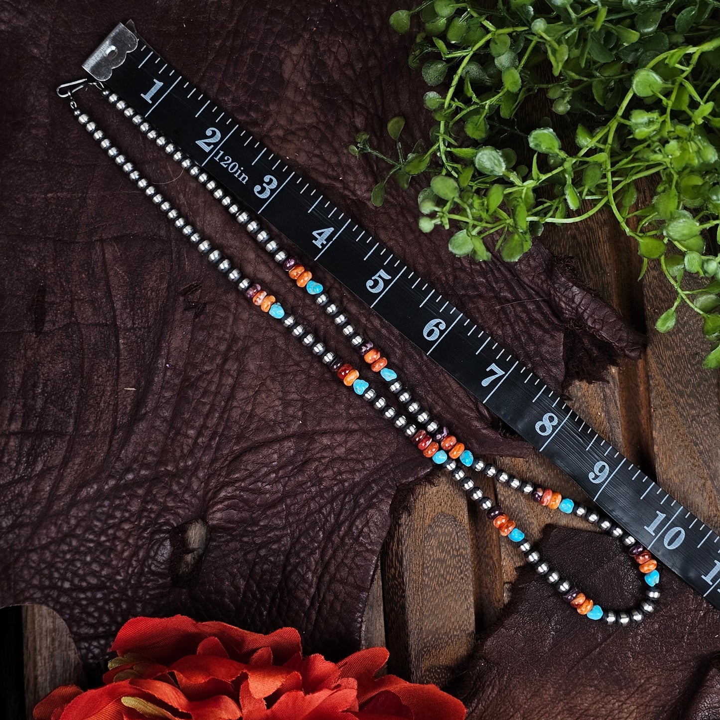 Navajo Pearl Necklace w/ Kingman Turquoise and Spiny Oyster Stone - Various Styles