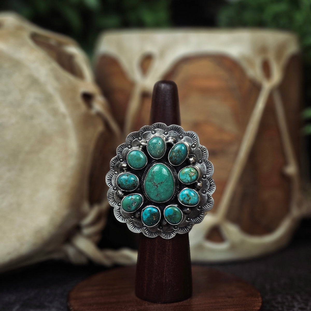 Adjustable Royston Turquoise Ring w/ Sierra Nevada Turquoise