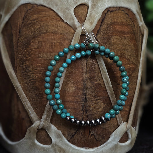 Pilot Mountain Turquoise Heishi Earrings w/ Navajo Pearls