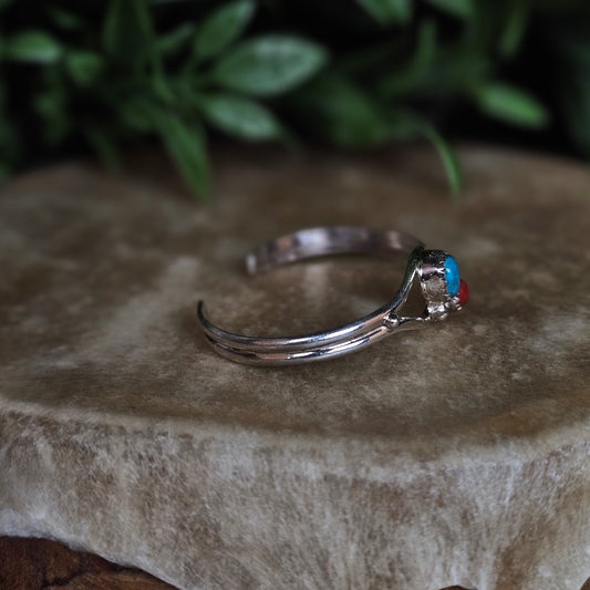 Kingman Turquoise Baby Bracelet w/ Coral