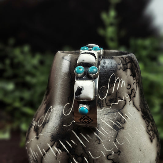 White Buffalo Bracelet w/ Kingman Turquoise