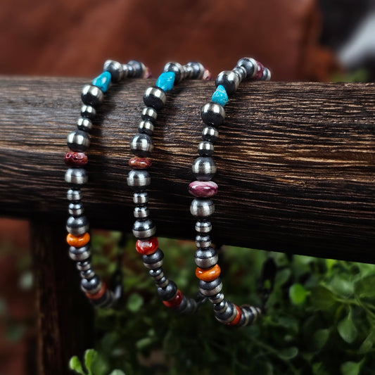 Navajo Pearl Bracelet w/ Kingman Turquoise and Spiny Oyster