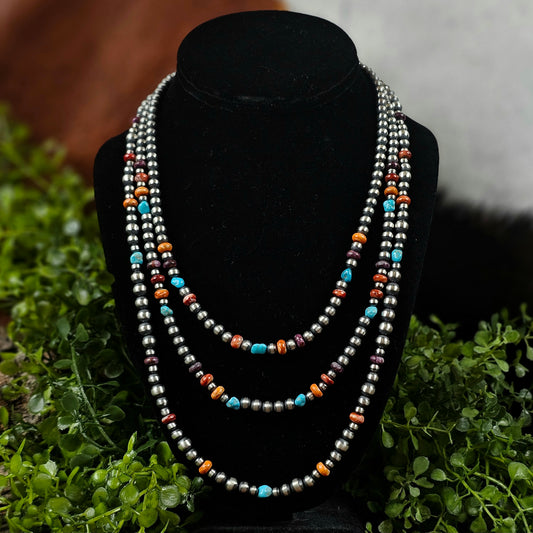 Navajo Pearl Necklace w/ Kingman Turquoise and Spiny Oyster - Various Styles
