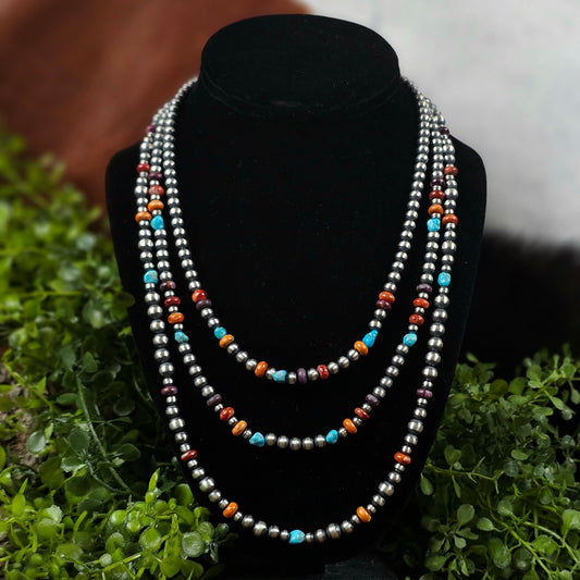 Navajo Pearl Necklace w/ Kingman Turquoise and Spiny Oyster - Various Styles